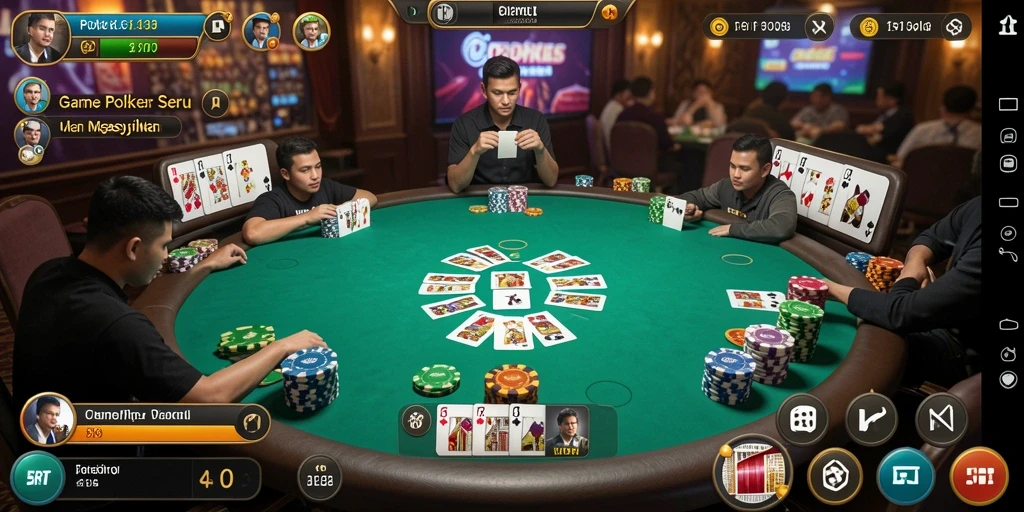 Tampilan gameplay Poker di 5RT menampilkan momen seru dan menegangkan.
