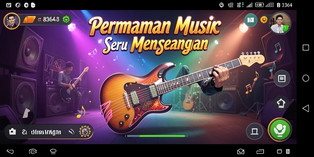 Screenshot 8364 menunjukkan pemain menikmati permainan musik yang interaktif.