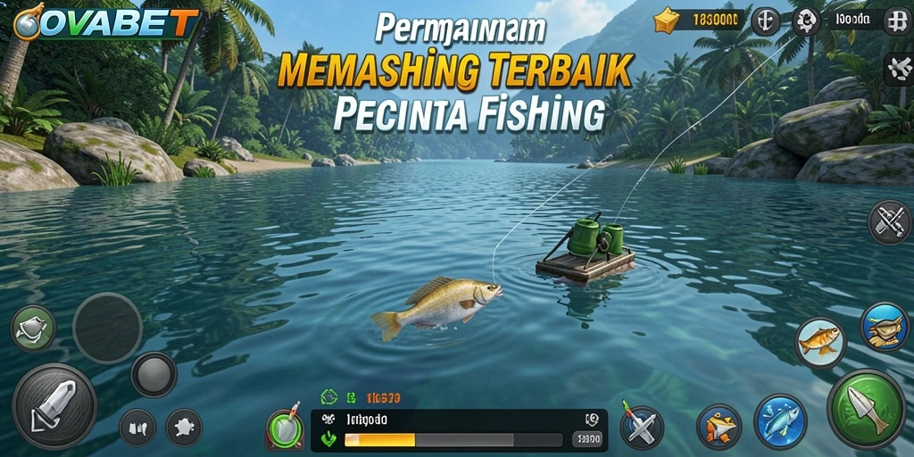 Tampilan screenshot dari gameplay OVABET yang menampilkan keseruan memancing.