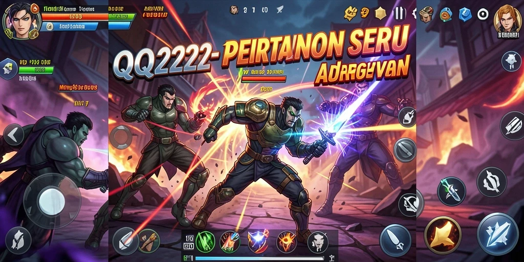 Gameplay pertarungan intens di QQ222 dengan karakter yang kuat.