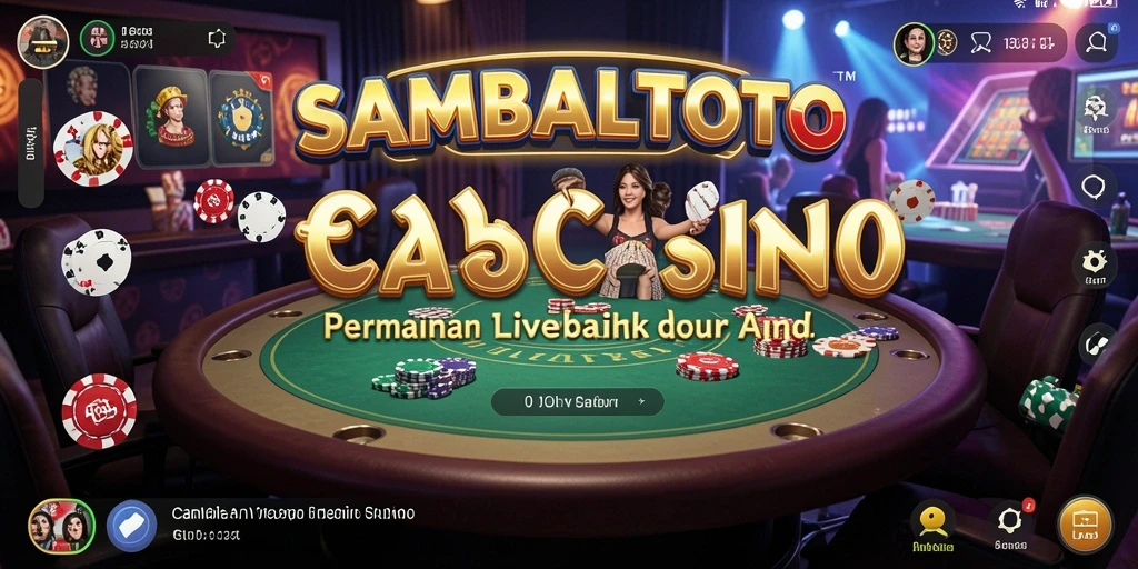 Screenshot gameplay SAMBALTOTO yang menunjukkan dealer live dan suasana kasino.